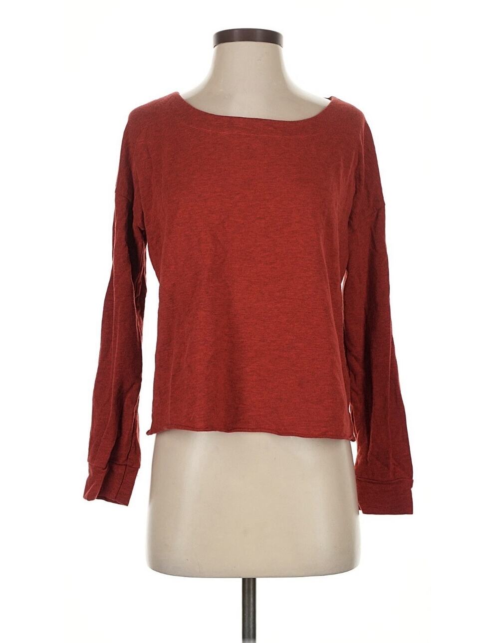 Anthropologie Splendid Red Criss Cross Back Long Sleeve Boatneck Top Small USA